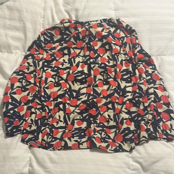 Nic & Zoe - Blue, Beige, and Coral Patterned V Neck L/S Blouse - Medium - Picture 5 of 5